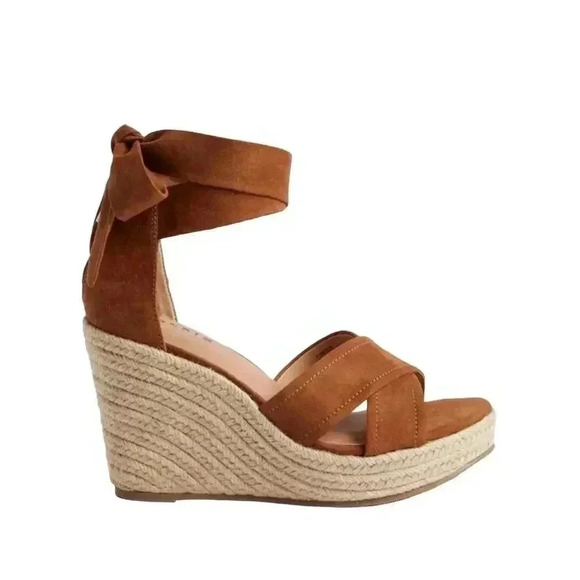 Torrid Suede Brown Lace-Up Espadrille Wedge Sandals Size 9WW - Picture 1 of 10